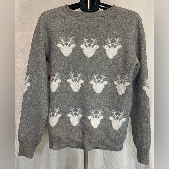 Ugly Christmas Sweater Reindeer Antlers & Sequin Women’s Soft Grey Large NWT - Picture 4 of 8